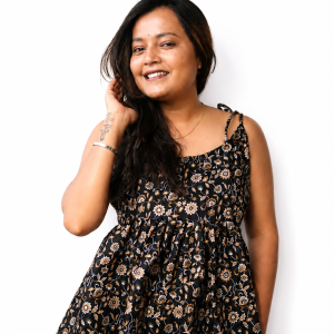 Women's Black Floral Printed Sleeveless Peplum Top
